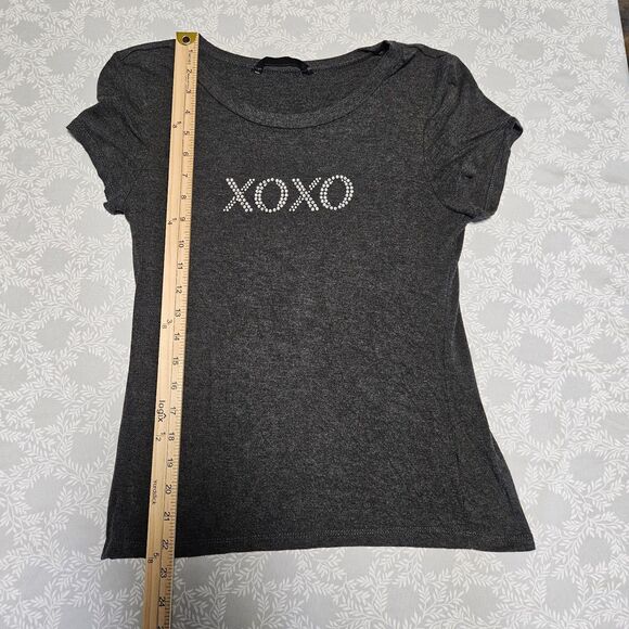 XOXO Tee Size S Black w/Rhinestone Logo - Picture 4 of 9